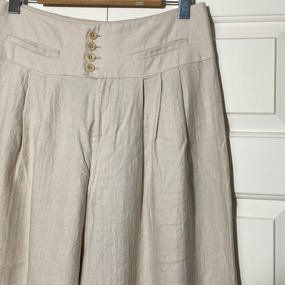 Anthropologie Cartonnier Linen Wide Leg Cropped Pants